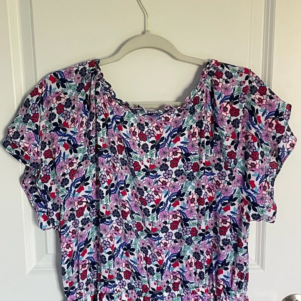 Talbots Paradise Floral Print Flutter Sleeve Popover Dress 29531 - Picture 10 of 15